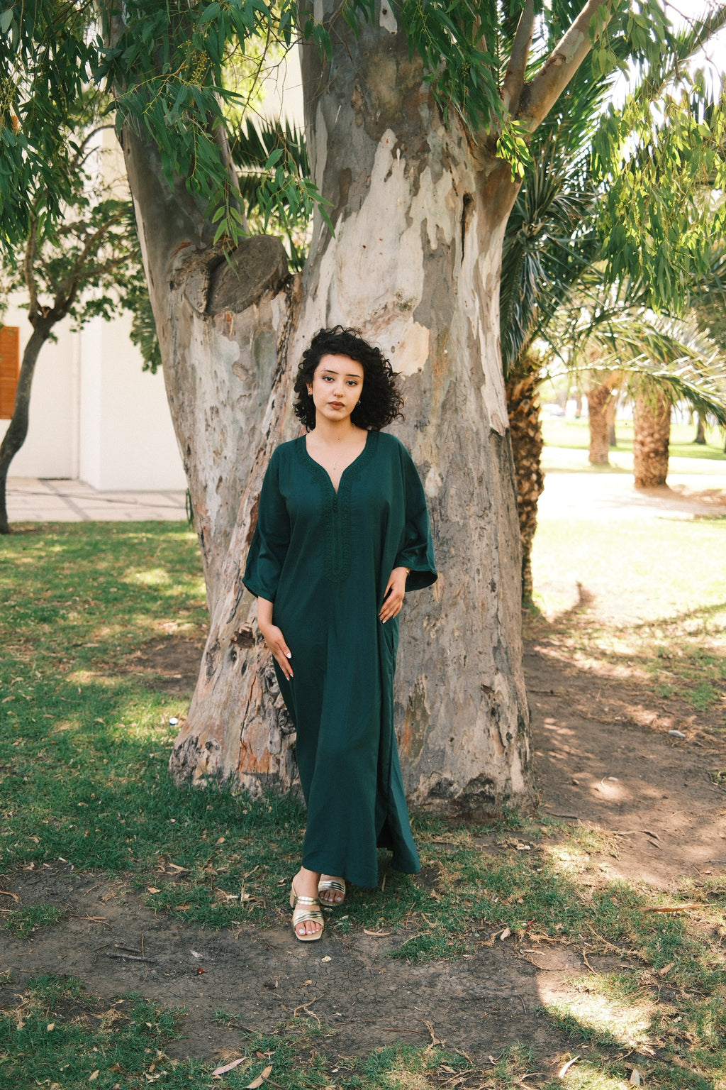 The Evergreen Gandora worn full length in Morocco
